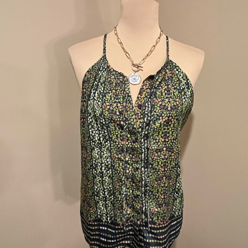 Collective Concepts Green & Black Floral Camisole Skinny Straps, size M